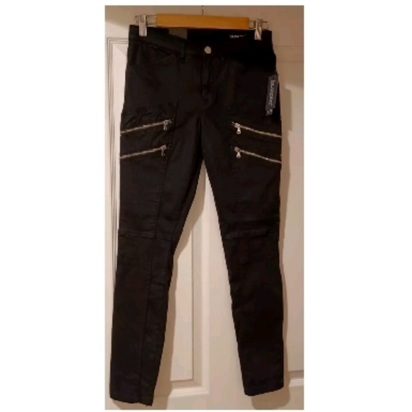 BLANKNYC BLACK COTTON ZIPPERS SKINNY ANKLE ZIPPERS - Picture 1 of 10
